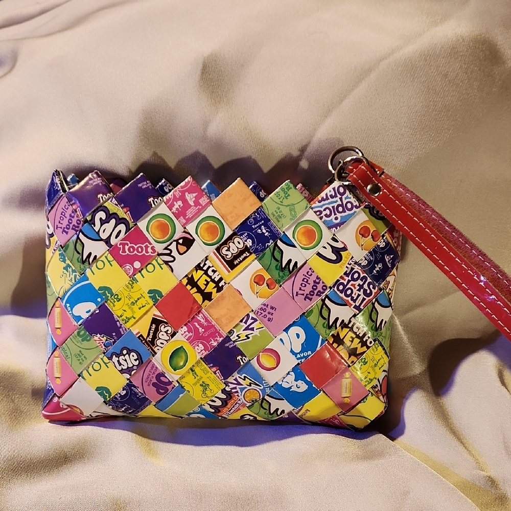 Nahui Ollin Colorful Candy Wrapper Wristlet